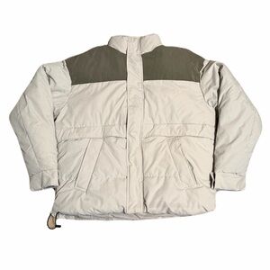Zara Men's Cream and Green Puffer Jacket